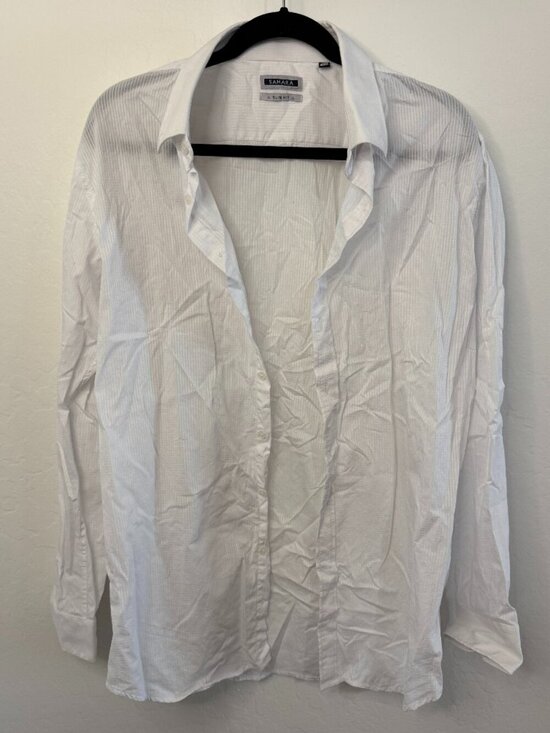 Sahara Other - Sahara Slim Fit White Tonal Stripe Long Sleeve Button Down Shirt | Size XXL